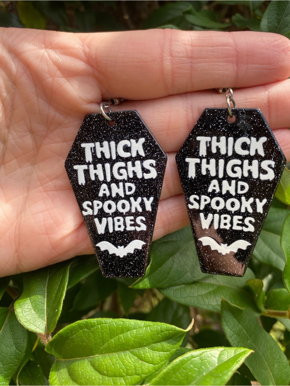 Goth Coffin Earrings "Thick Thighs & Spooky Vibes" Embrace Your Curves NWT